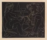 Peintre dessinant et modèle nu au chapeau by Pablo Picasso, 1965, Linocut, sold Jun 2017