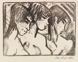 Otto Mueller, Drei Mädchen im Profil, 1921, Lithograph