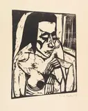 Erich Heckel, Hockende, 1913, Woodcut
