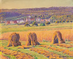 Gustave Cariot, Südfranzösische Landschaft mit Kornpuppen, 1929, Oil on canvas