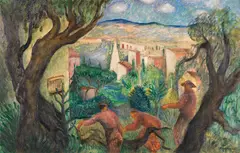 Sommertag in der Campagna by Josef Eberz, 1924, Oil on cardboard, sold Jun 2017