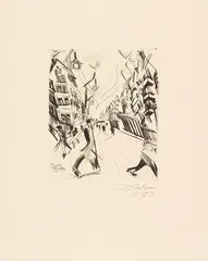 Ludwig Meidner, Straße in Wilmersdorf, 1913, Drypoint
