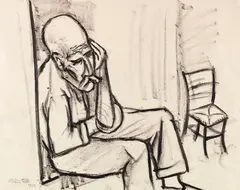 Sitzender Mann by Max Pechstein, 1924, Charcoal drawing, sold Jun 2017
