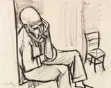 Max Pechstein, Sitzender Mann, 1924, Charcoal drawing