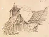 Lyonel Feininger, Kirche in Possendorf, 1919, Pencil drawing