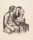 Käthe Kollwitz, Zwei schwatzende Frauen mit zwei Kindern
