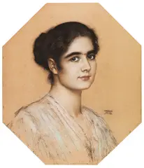 Franz von Stuck, Bildnis der Tochter Mary, Um 1912, Pastel