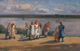 Friedrich Kallmorgen, Die Schule ist aus, 1916, Oil on canvas