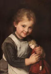 Kind mit Puppe by Franz Defregger, 1881, Oil on panel, sold May 2017