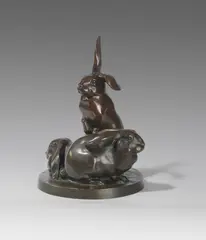 Wilhelm Krieger, Hasengruppe (Kaninchengruppe), 1907, Bronze