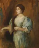 Franz von Lenbach, Porträt einer Dame mit Perlenkette und Pelzstola, Um 1900, Oil on canvas