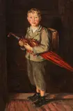 Franz Defregger, Bauernbub mit Schirm und Ranzen