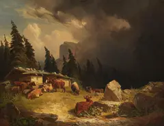 Gewitter im Gebirge by Friedrich Voltz, 1852, Oil on canvas, sold May 2017