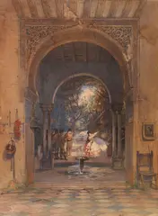 Kastagnettentänzerin in der Alhambra in Granada by Carl Werner, 1856, Watercolor, sold May 2017