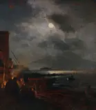 Oswald Achenbach, Fischer in der Bucht von Neapel bei Mondschein