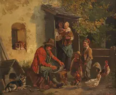 Friedrich Voltz, Dengelnder Bauer, Ca. 1850/60, Oil on canvas