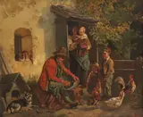 Friedrich Voltz, Dengelnder Bauer, Ca. 1850/60, Oil on canvas