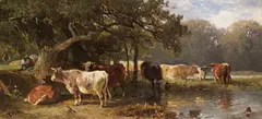 Friedrich Voltz, Kühe an einem See, Ca. 1870, Oil on panel