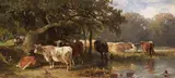Friedrich Voltz, Kühe an einem See, Ca. 1870, Oil on panel