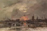 Adolf Stademann, Wintervergnügen am zugefrorenen Fluß, Um 1860/70, Oil on canvas