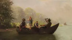 Richard Voltz, Fischer am Seeufer, Ca. 1880-1900, Oil on panel