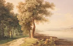 Ferdinand Kobell, Mittelrheinische Flußlandschaft, Ca. 1780/90, Watercolor