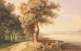 Ferdinand Kobell, Mittelrheinische Flußlandschaft, Ca. 1780/90, Watercolor