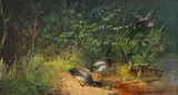 Julius Scheuerer, Enten am Teich, Ca. 1880/90, Oil on panel