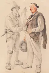 Heinrich Marr, Zwei Arbeiter, Ca. 1830-1860, Pencil drawing