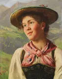Emil Rau, Mädchen in alpenländischer Tracht, Ca. 1880-1890, Oil on canvas
