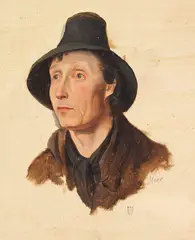 Heinrich Marr, Almbauer mit Filzhut, Ca. 1830-1860, Oil on paper