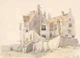 Johann Wagner-Deines, Holländische Häuser, Ca. 1850/60, Pencil drawing
