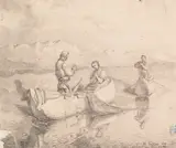 Johann Wilhelm Volker, Abendgebet der Chiemseefischer, 1838, Pencil drawing