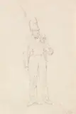 Peter von Hess, Bayerischer Infanterist mit Raupenhelm, Ca. 1813-1815, Pencil drawing