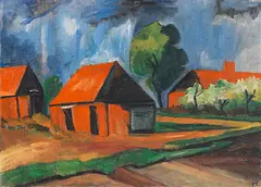 Max Pechstein, Rote Häuser, 1922, Oil on canvas
