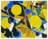 Drei gelbe Scheiben by Ernst Wilhelm Nay, 1954, Oil on canvas, sold Dec 2016
