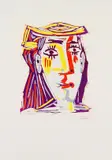 Portrait de Jacqueline au chapeau de paille multicolore by Pablo Picasso, 1962, Linocut in colors, sold Dec 2016