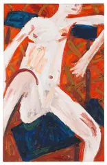 Allan Kaprow, Weiblicher Akt, auf einem Stuhl sitzend, 1954, Oil on canvas