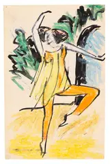 Tänzerin by Max Pechstein, Um 1910, Colored chalk, sold Dec 2016
