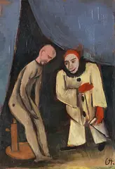Clown und Puppe by Karl Hofer, Um 1924, Oil on cardboard, sold Dec 2016