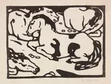 Franz Marc, Ruhende Pferde, 1912, Woodcut