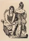 Max Beckmann, Bei der Toilette, 1923, Woodcut