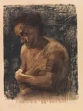 Halbfigur einer Frau mit verschränkten Armen by Käthe Kollwitz, Um 1905, Lithograph, sold Dec 2016