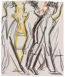 Passanten auf der Straße by Ernst Ludwig Kirchner, Um 1926, Chalk drawing, sold Dec 2016
