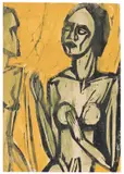 Erich Heckel, Stehender weiblicher Akt, 1919, Woodcut