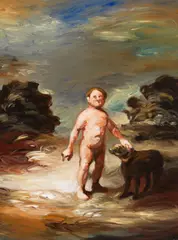 Bénédicte Peyrat, Kerl mit Hund, 2010, Acrylic on canvas