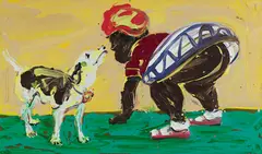 Schöne mit Hund by Cornelius Völker, 1996/97, Acrylic on canvas, sold Dec 2016