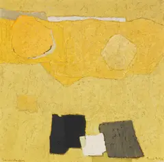 Francis Bott, Composition (En jaune hommage à Bandeira), 1968, Oil on canvas