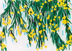 Yellow Mimosa by Donald Sultan, 2015, Silkscreen in colors, sold Dec 2016