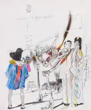 Horst Janssen, Siehst du: sie pfützen vor Angst, 1981, Colored chalk